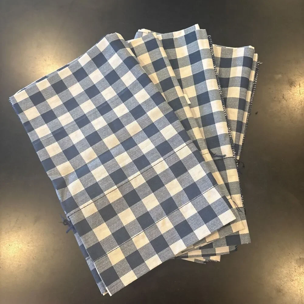 Farmhouse Gingham Valances Navy Blue Buffalo Check Country Curtains French